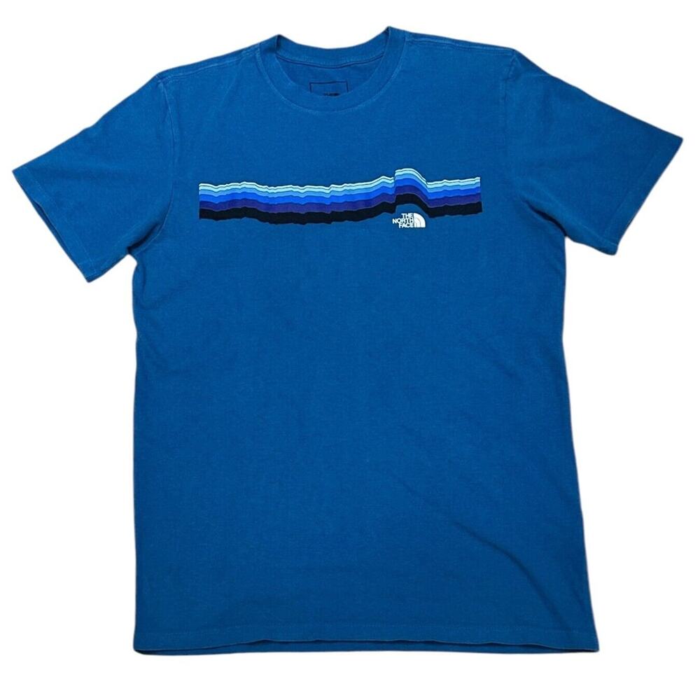 The North Face Mens Small T-Shirt 100% Cotton Blue Short Sleeve Shirt Crew Neck